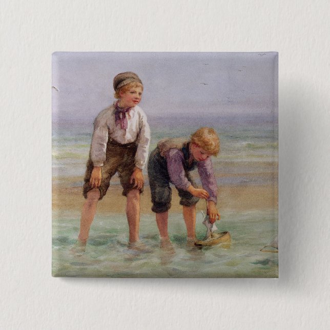 Badge Carré 5 Cm Bateaux à voile (Devant)