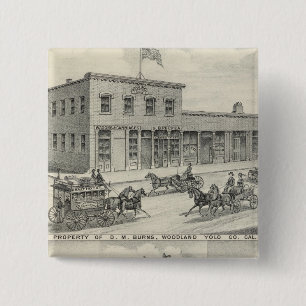 Badge Carré 5 Cm Bâtiment de Woodland, ferme du comté de Yolo