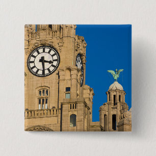 Badge Carré 5 Cm Bâtiment Liver, Liverpool, Merseyside, Angleterre