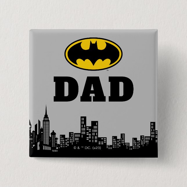 Badge Carré 5 Cm Batman - Gotham City | Père d'anniversaire (Devant)