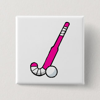 Badge Carré 5 Cm Bâton de hockey rose de champ
