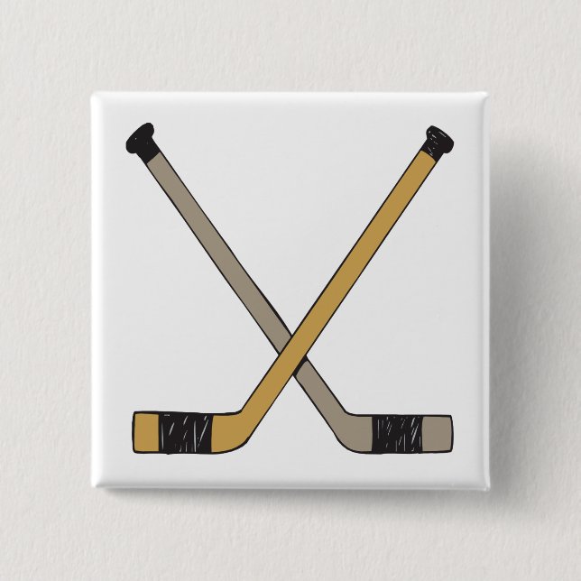 Badge Carré 5 Cm Bâtons de hockey (Devant)
