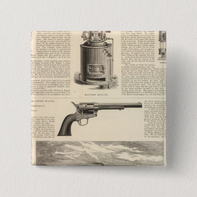 Badge Carré 5 Cm Baxter Steam Engine Company (Devant)