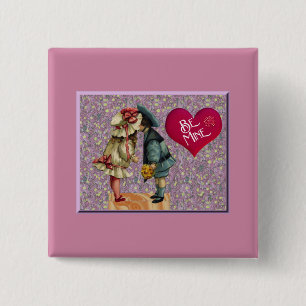 Badge Carré 5 Cm "Be Mine" Sweet Nostalgale Valentine