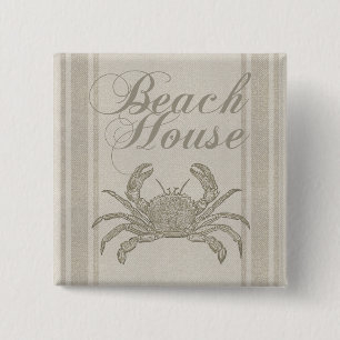 Badge Carré 5 Cm Beach House Crab Seashore
