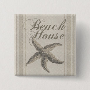 Badge Carré 5 Cm Beach House Starfish Seashore
