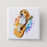 Badge Carré 5 Cm Beagle Dog Playing Acoustic Guitar Square<br><div class="desc">Beagle Dog Playing Acoustic Guitar Cool Musician Guitarist Family design Gift Square Button Classic Collection.</div>