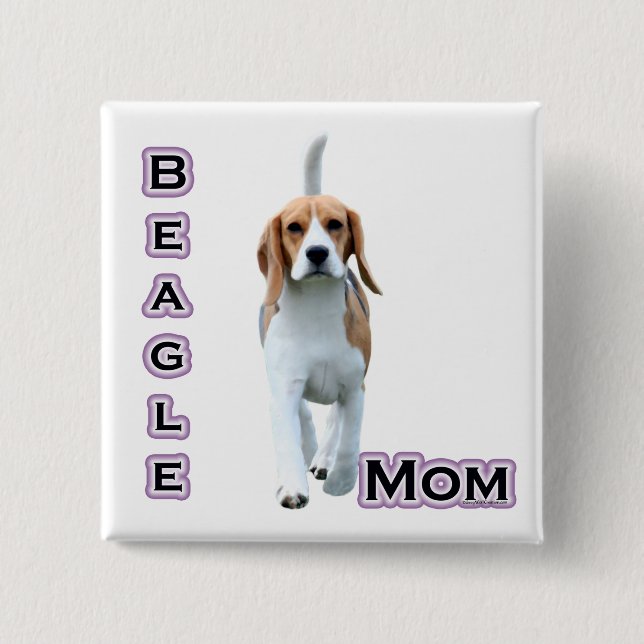 Badge Carré 5 Cm Beagle Maman 4 - Bouton (Devant)