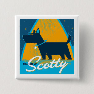 Badge Carré 5 Cm Beam Me Up Scotty