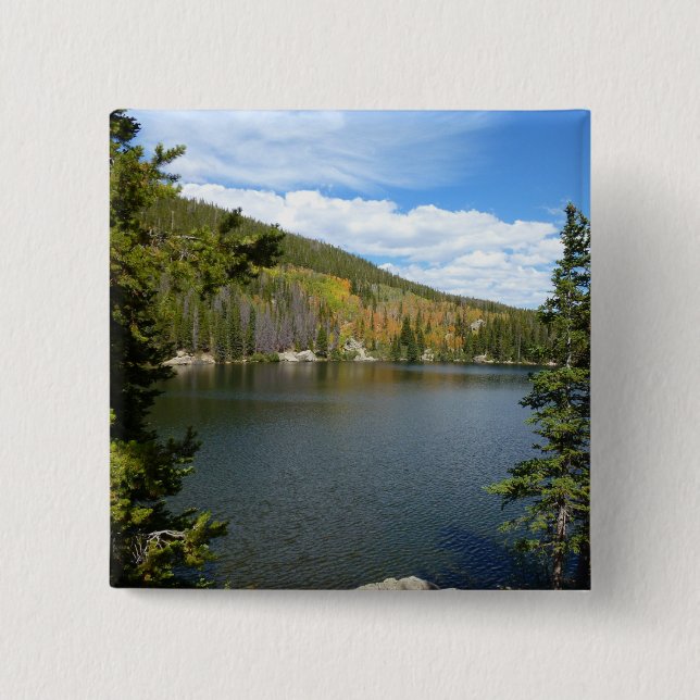 Badge Carré 5 Cm Bear Lake au parc national Rocky Mountain (Devant)