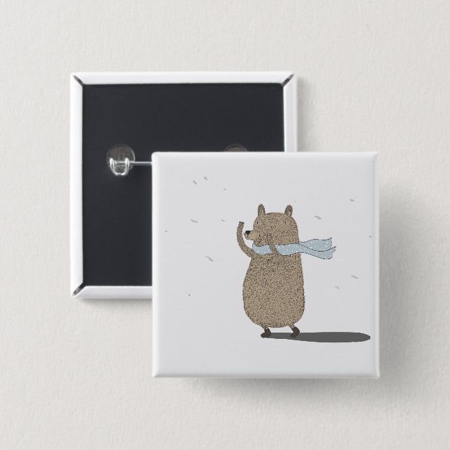 BADGE CARRÉ 5 CM BEARIE CUTIE (Devant & derrière)