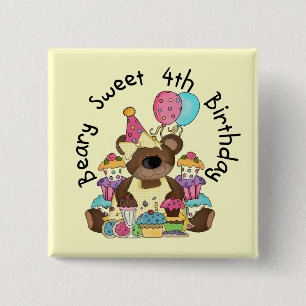Badge Carré 5 Cm Beary Sweet 4e anniversaire