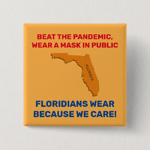 Badge Carré 5 Cm Beat The Pandemic 2" Carré Button - Floride
