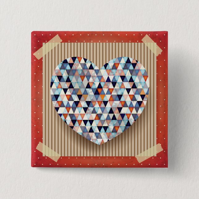 Badge Carré 5 Cm Beau Coeur (Devant)