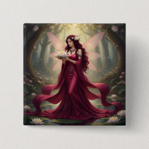 Badge Carré 5 Cm Beau Juillet Ruby Fairy