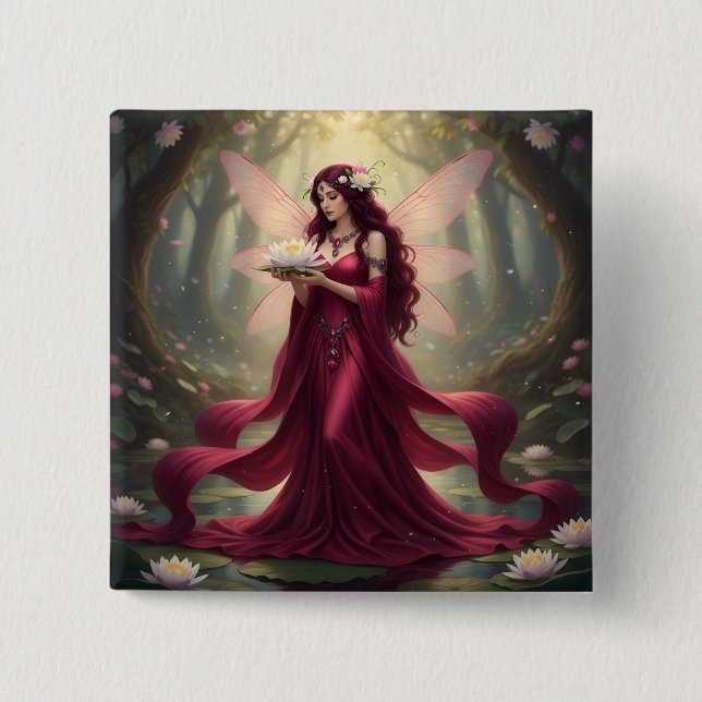 Badge Carré 5 Cm Beau Juillet Ruby Fairy (Devant)