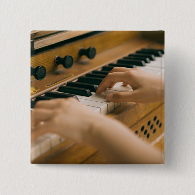 Badge Carré 5 Cm Beau piano (Devant)