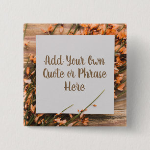 Badge Carré 5 Cm Beau texte personnalisé Rustique bouton