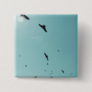 Badge Carré 5 Cm Beaucoup d'oiseaux et un controle
