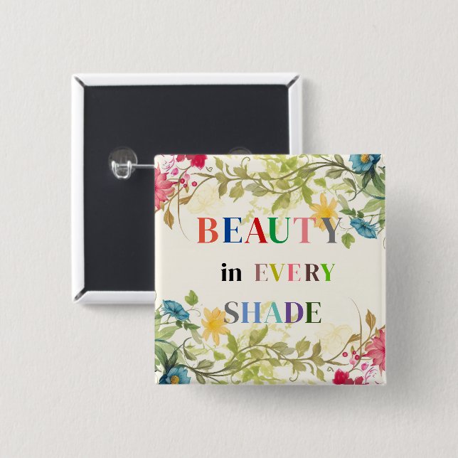 Badge Carré 5 Cm Beauté Dans Chaque Bouton D'Ombre (Devant & derrière)