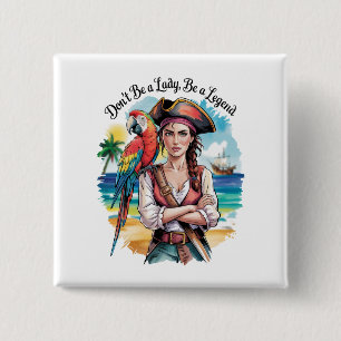 Badge Carré 5 Cm Beauté du boucaner pirate féminin sur le pont