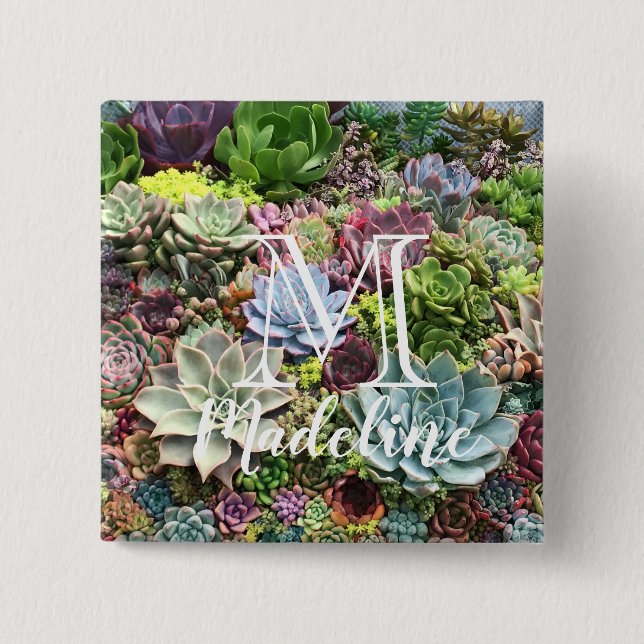 Badge Carré 5 Cm Beaux succulents (Devant)