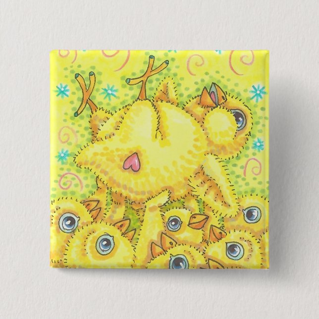 Badge Carré 5 Cm BÉBÉ CHICK ROCK & ROLL SPRING MOSH PIT BUTTON Squ (Devant)