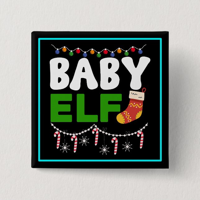 Badge Carré 5 Cm Bébé Elfe Noël Conception de vacances-84608 (Devant)