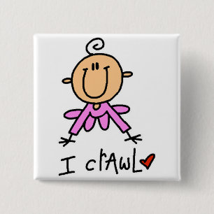 Badge Carré 5 Cm Bébé Fille Je Rampe Tshirts et Cadeaux