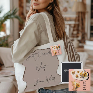 Badge Carré 5 Cm Bébé mignon lapin Et Bouton de tournesol