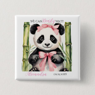 Badge Carré 5 Cm Bébé Panda ours filles Baby shower