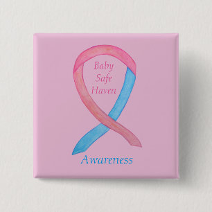 Badge Carré 5 Cm Bébé Safe Haven Sensibilisation Ruban Personnalisé