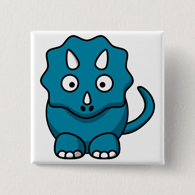 Badge Carré 5 Cm Bébé Triceratops (Devant)