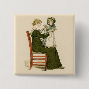 Badge Carré 5 Cm Bébé victorien Greenaway Mère
