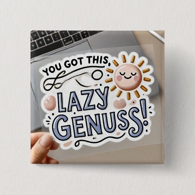 Badge Carré 5 Cm Because Even Geniuses Need a Nap 😴✨ (Devant)
