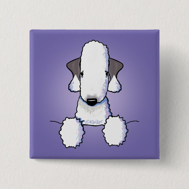 Badge Carré 5 Cm Bedlington Terrier (Devant)