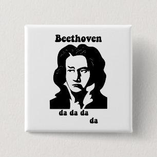 Badge Carré 5 Cm Beethoven drôle