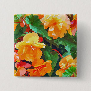 BADGE CARRÉ 5 CM BEGONIAS