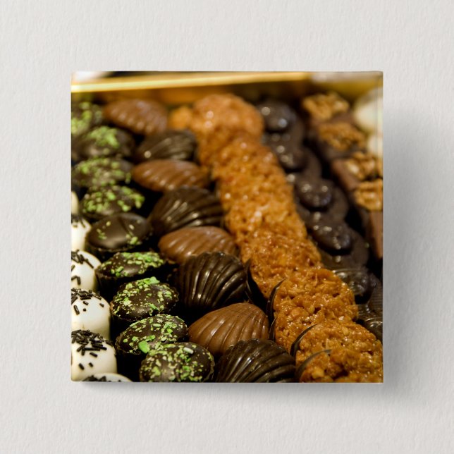 Badge Carré 5 Cm Belgique, Bruxelles. Belgique célèbre pour son mon (Devant)