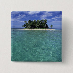 Badge Carré 5 Cm Belize, récif barrière, île ou cay non nommé.
