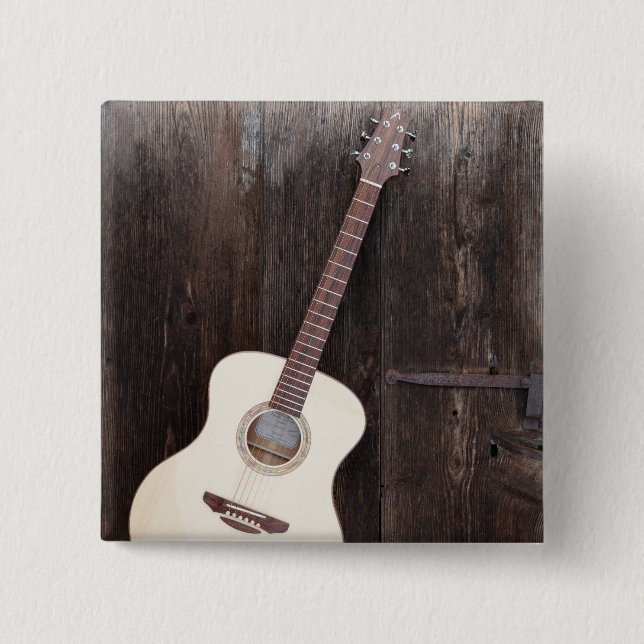 Badge Carré 5 Cm Belle Basse Guitare (Devant)
