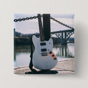 Badge Carré 5 Cm Belle Basse Guitare