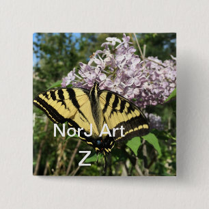 Badge Carré 5 Cm Belle conception de papillon de matin d'art de
