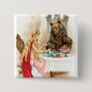 Badge Carré 5 Cm Belle et Bête Bouton