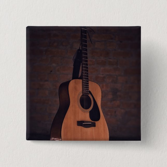 Badge Carré 5 Cm Belle guitare (Devant)