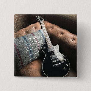 Badge Carré 5 Cm Belle guitare acoustique