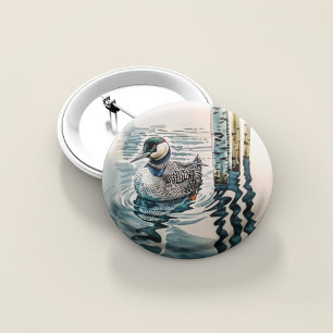 Badge Carré 5 Cm belle laine sur l'eau en aquarelle