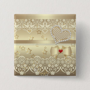 Badge Carré 5 Cm Belle perles perles de parties scintillant dentell