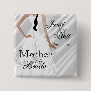 Badge Carré 5 Cm Belle robe nuptiale sur satin blanc