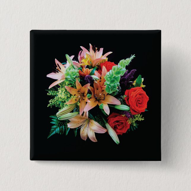 Badge Carré 5 Cm Belles Fleurs Jeter Oreiller (Devant)